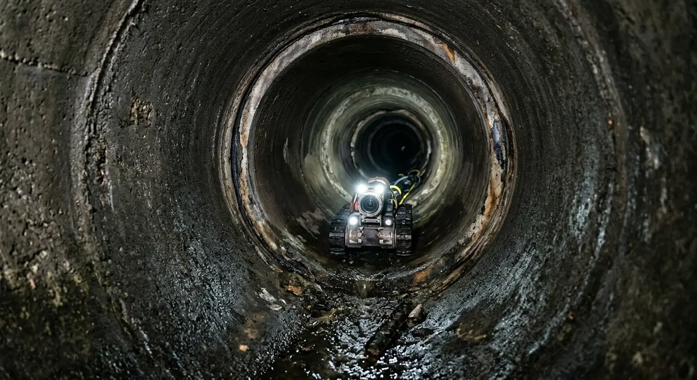 Robotic sewer camera inspecting pipe interior for Drain Snake Service in Issaquah
